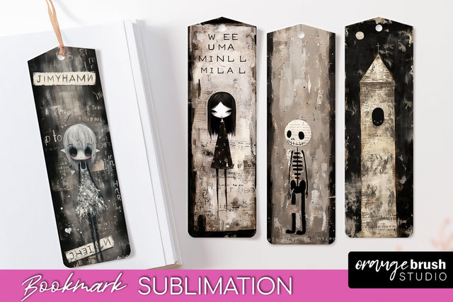 Cute Halloween Printable Bookmarks - Gothic Bookmark PNG Sublimation OrangeBrushStudio 