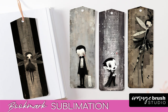 Cute Halloween Printable Bookmarks - Gothic Bookmark PNG Sublimation OrangeBrushStudio 