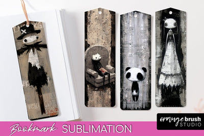 Cute Halloween Printable Bookmarks - Gothic Bookmark PNG Sublimation OrangeBrushStudio 