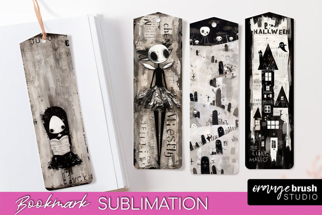 Cute Halloween Printable Bookmarks - Gothic Bookmark PNG Sublimation OrangeBrushStudio 