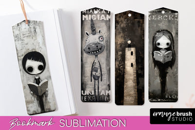 Cute Halloween Printable Bookmarks - Gothic Bookmark PNG Sublimation OrangeBrushStudio 