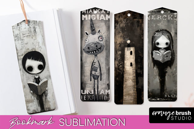Cute Halloween Printable Bookmarks - Gothic Bookmark PNG Sublimation OrangeBrushStudio 