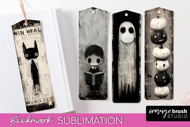 Cute Halloween Printable Bookmarks - Gothic Bookmark PNG Sublimation OrangeBrushStudio 