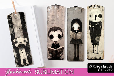 Cute Halloween Printable Bookmarks - Gothic Bookmark PNG Sublimation OrangeBrushStudio 