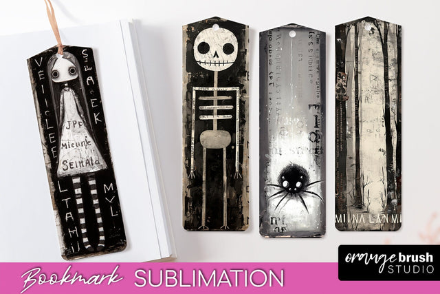 Cute Halloween Printable Bookmarks - Gothic Bookmark PNG Sublimation OrangeBrushStudio 