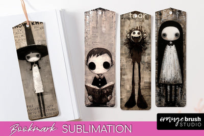 Cute Halloween Printable Bookmarks - Gothic Bookmark PNG Sublimation OrangeBrushStudio 