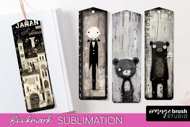Cute Halloween Printable Bookmarks - Gothic Bookmark PNG Sublimation OrangeBrushStudio 