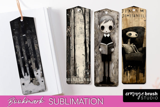 Cute Halloween Printable Bookmarks - Gothic Bookmark PNG Sublimation OrangeBrushStudio 