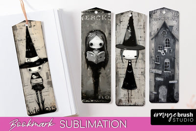 Cute Halloween Printable Bookmarks - Gothic Bookmark PNG Sublimation OrangeBrushStudio 
