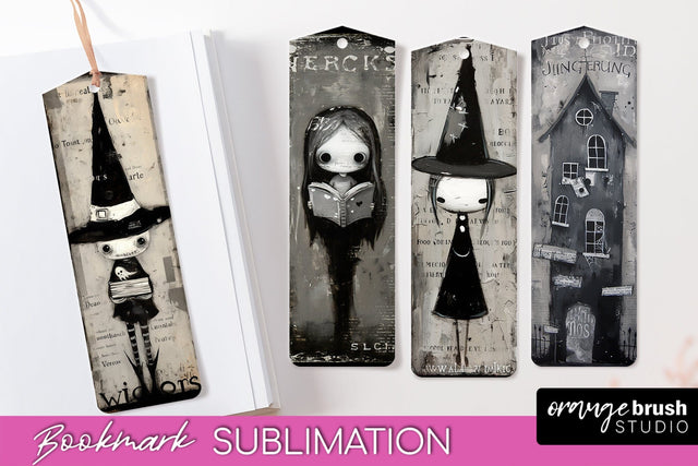 Cute Halloween Printable Bookmarks - Gothic Bookmark PNG Sublimation OrangeBrushStudio 
