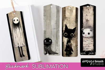 Cute Halloween Printable Bookmarks - Gothic Bookmark PNG Sublimation OrangeBrushStudio 