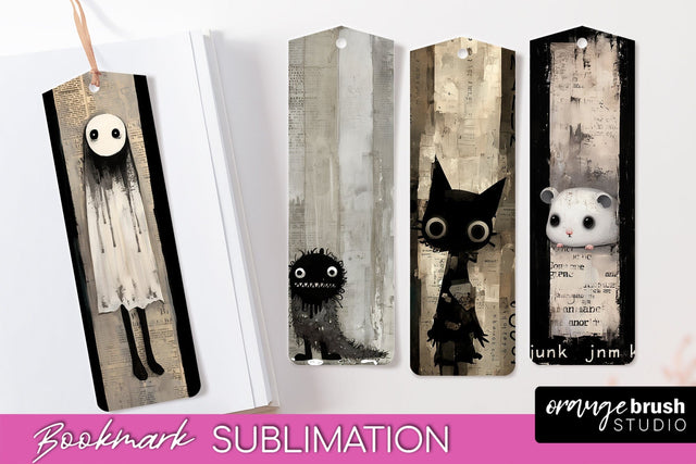 Cute Halloween Printable Bookmarks - Gothic Bookmark PNG Sublimation OrangeBrushStudio 