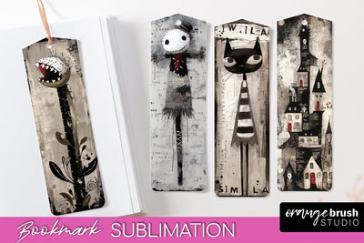 Cute Halloween Printable Bookmarks - Gothic Bookmark PNG Sublimation OrangeBrushStudio 