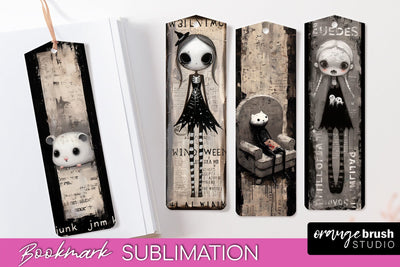 Cute Halloween Printable Bookmarks - Gothic Bookmark PNG Sublimation OrangeBrushStudio 