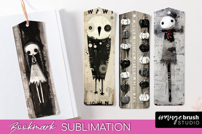 Cute Halloween Printable Bookmarks - Gothic Bookmark PNG Sublimation OrangeBrushStudio 