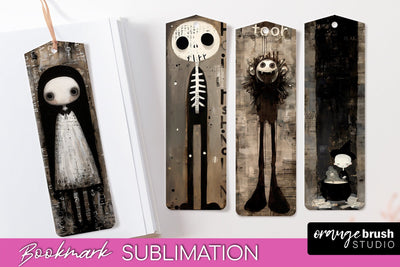 Cute Halloween Printable Bookmarks - Gothic Bookmark PNG Sublimation OrangeBrushStudio 