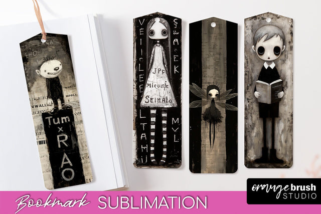 Cute Halloween Printable Bookmarks - Gothic Bookmark PNG Sublimation OrangeBrushStudio 