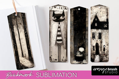 Cute Halloween Printable Bookmarks - Gothic Bookmark PNG Sublimation OrangeBrushStudio 