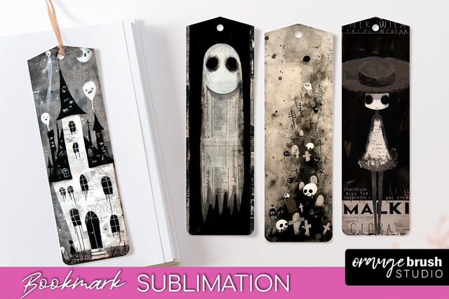 Cute Halloween Printable Bookmarks - Gothic Bookmark PNG Sublimation OrangeBrushStudio 