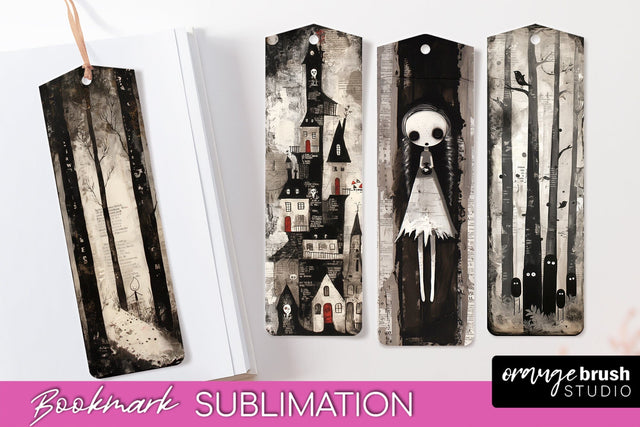 Cute Halloween Printable Bookmarks - Gothic Bookmark PNG Sublimation OrangeBrushStudio 