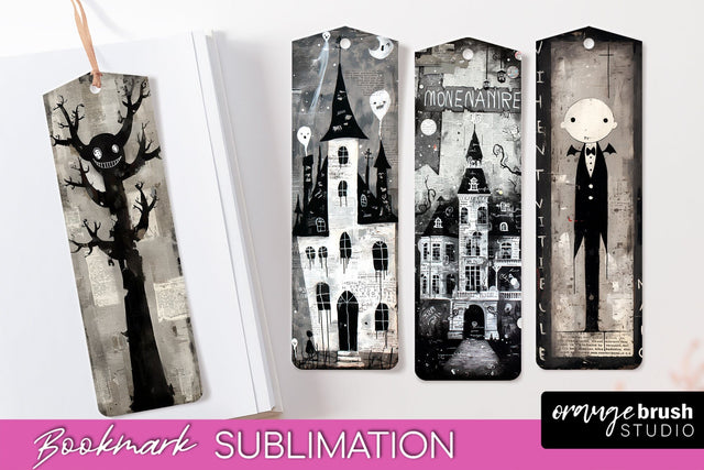 Cute Halloween Printable Bookmarks - Gothic Bookmark PNG Sublimation OrangeBrushStudio 