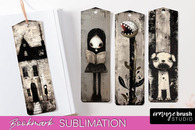 Cute Halloween Printable Bookmarks - Gothic Bookmark PNG Sublimation OrangeBrushStudio 