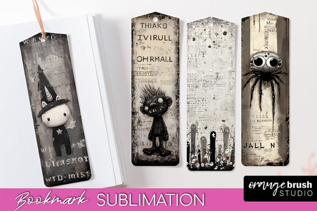 Cute Halloween Printable Bookmarks - Gothic Bookmark PNG Sublimation OrangeBrushStudio 