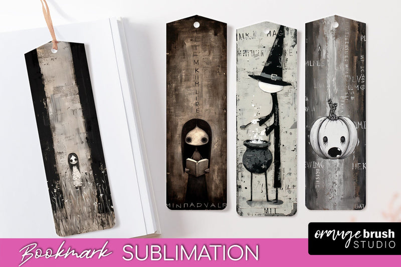 Cute Halloween Printable Bookmarks - Gothic Bookmark PNG Sublimation OrangeBrushStudio 