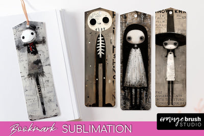 Cute Halloween Printable Bookmarks - Gothic Bookmark PNG Sublimation OrangeBrushStudio 