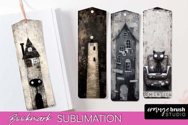 Cute Halloween Printable Bookmarks - Gothic Bookmark PNG Sublimation OrangeBrushStudio 