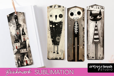 Cute Halloween Printable Bookmarks - Gothic Bookmark PNG Sublimation OrangeBrushStudio 