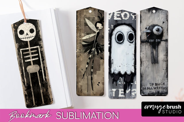 Cute Halloween Printable Bookmarks - Gothic Bookmark PNG Sublimation OrangeBrushStudio 