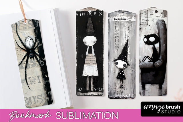 Cute Halloween Printable Bookmarks - Gothic Bookmark PNG Sublimation OrangeBrushStudio 