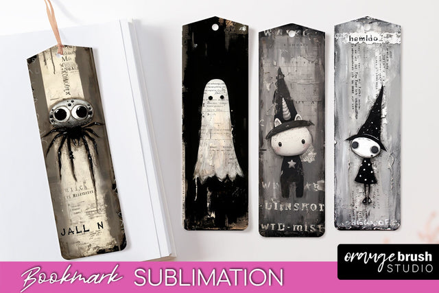 Cute Halloween Printable Bookmarks - Gothic Bookmark PNG Sublimation OrangeBrushStudio 