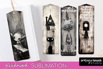 Cute Halloween Printable Bookmarks - Gothic Bookmark PNG Sublimation OrangeBrushStudio 