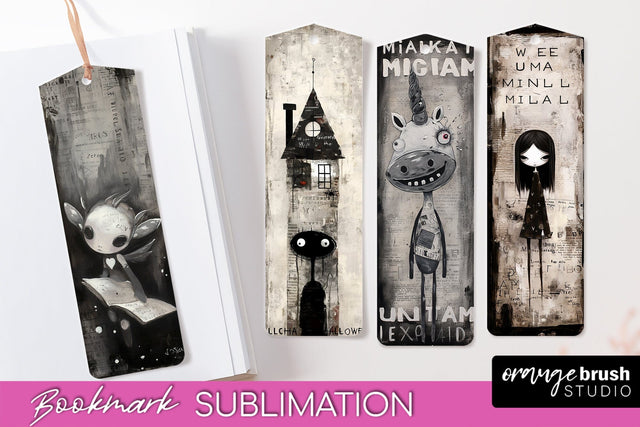Cute Halloween Printable Bookmarks - Gothic Bookmark PNG Sublimation OrangeBrushStudio 