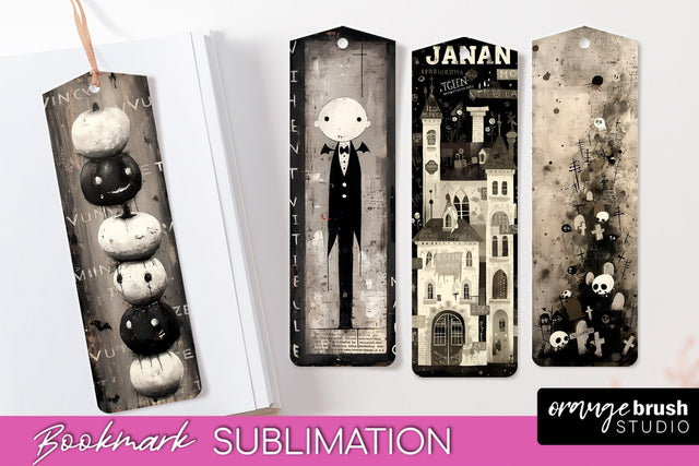Cute Halloween Printable Bookmarks - Gothic Bookmark PNG Sublimation OrangeBrushStudio 