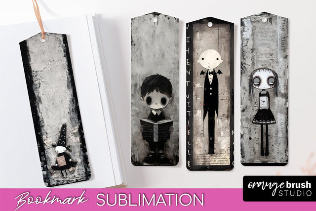 Cute Halloween Printable Bookmarks - Gothic Bookmark PNG Sublimation OrangeBrushStudio 