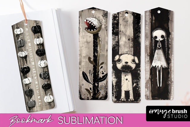 Cute Halloween Printable Bookmarks - Gothic Bookmark PNG Sublimation OrangeBrushStudio 