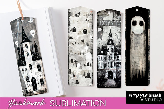 Cute Halloween Printable Bookmarks - Gothic Bookmark PNG Sublimation OrangeBrushStudio 