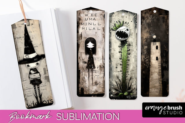 Cute Halloween Printable Bookmarks - Gothic Bookmark PNG Sublimation OrangeBrushStudio 