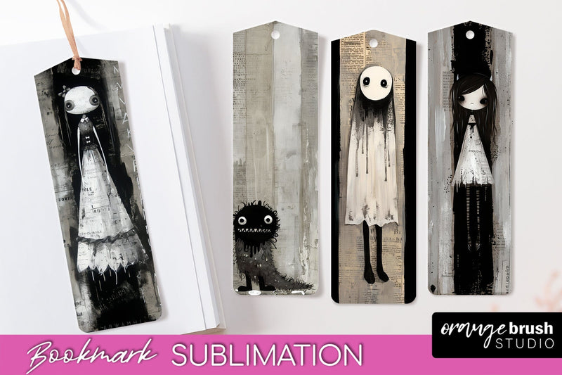 Cute Halloween Printable Bookmarks - Gothic Bookmark PNG Sublimation OrangeBrushStudio 