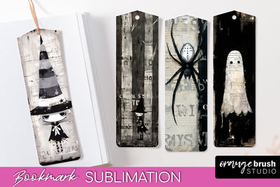 Cute Halloween Printable Bookmarks - Gothic Bookmark PNG Sublimation OrangeBrushStudio 