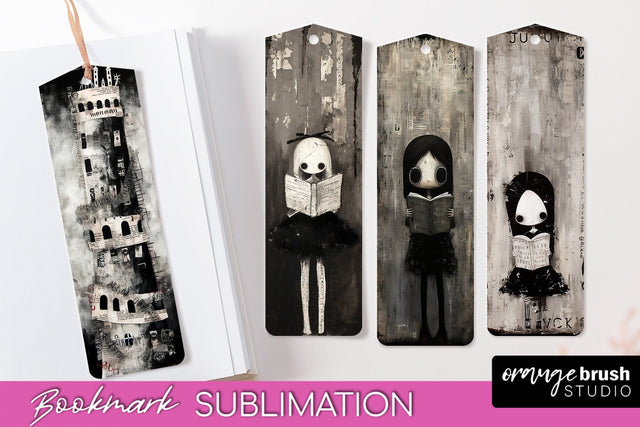 Cute Halloween Printable Bookmarks - Gothic Bookmark PNG Sublimation OrangeBrushStudio 