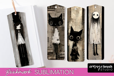 Cute Halloween Printable Bookmarks - Gothic Bookmark PNG Sublimation OrangeBrushStudio 