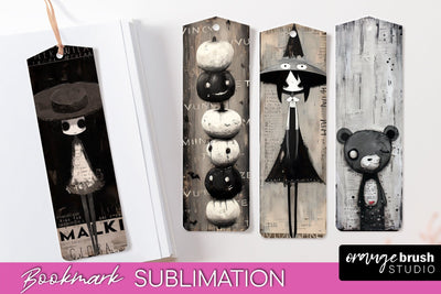 Cute Halloween Printable Bookmarks - Gothic Bookmark PNG Sublimation OrangeBrushStudio 