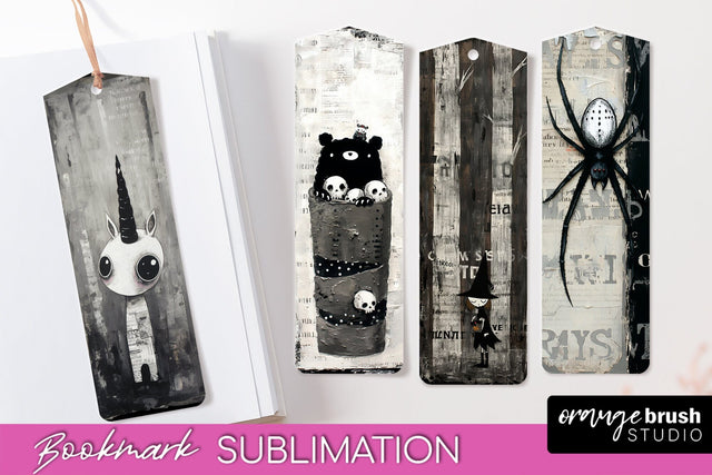 Cute Halloween Printable Bookmarks - Gothic Bookmark PNG Sublimation OrangeBrushStudio 
