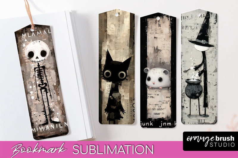 Cute Halloween Printable Bookmarks - Gothic Bookmark PNG Sublimation OrangeBrushStudio 