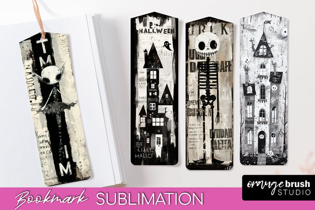 Cute Halloween Printable Bookmarks - Gothic Bookmark PNG Sublimation OrangeBrushStudio 