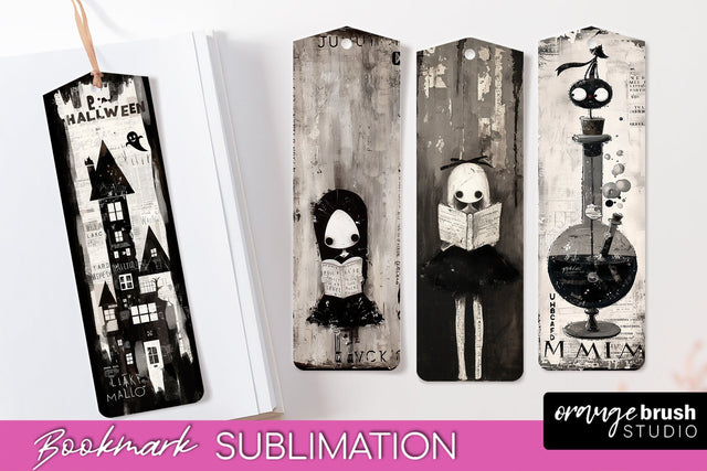 Cute Halloween Printable Bookmarks - Gothic Bookmark PNG Sublimation OrangeBrushStudio 